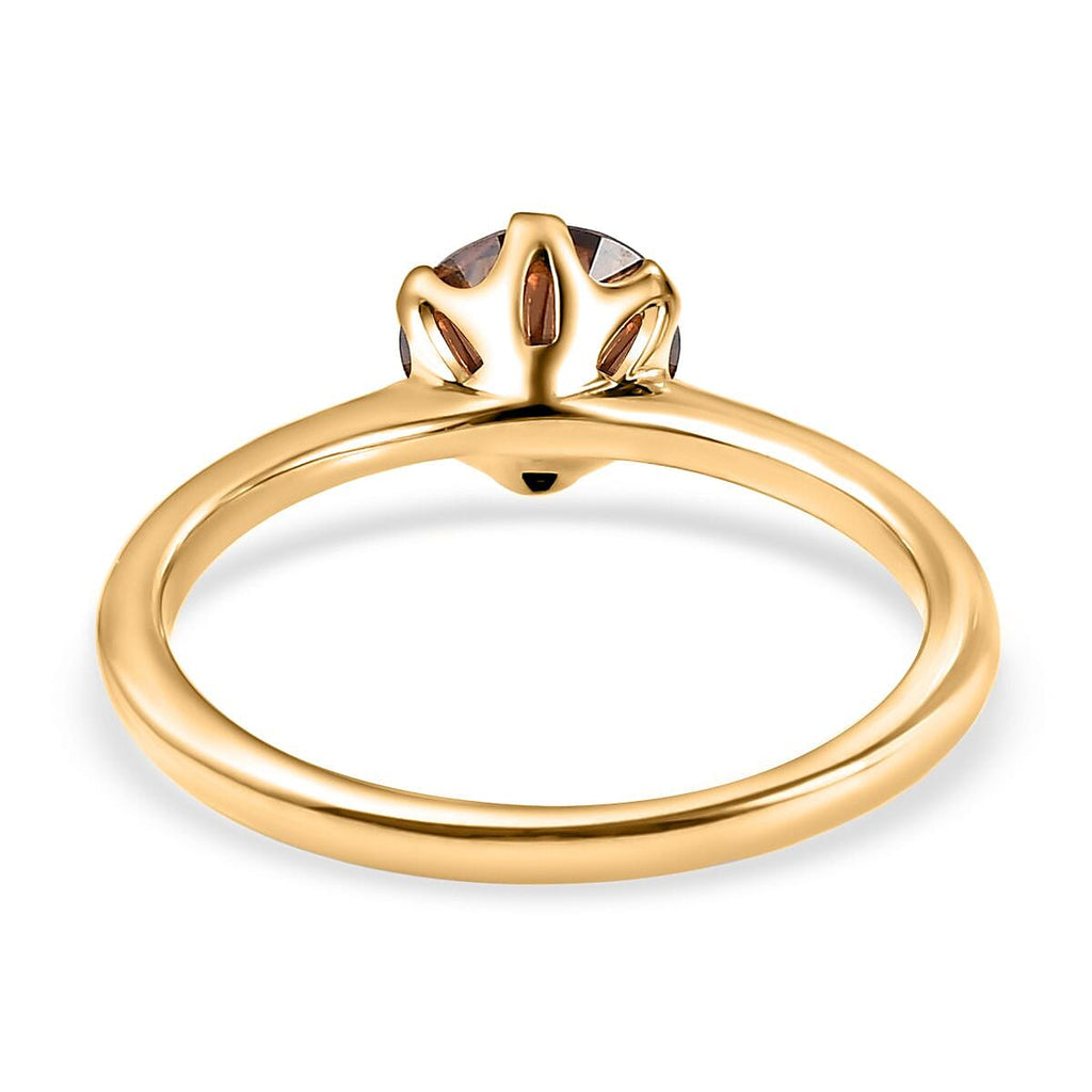 Champagne Moissanite Ring in 18K Vermeil Yellow Gold Plated Sterling Silver