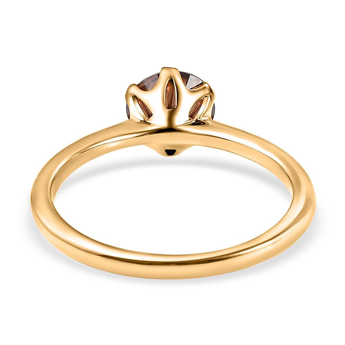 Champagne Moissanite Ring in 18K Vermeil Yellow Gold Plated Sterling Silver 7263220 4