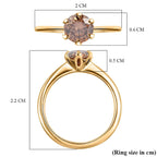 Champagne Moissanite Ring in 18K Vermeil Yellow Gold Plated Sterling Silver