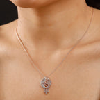 Champagne & White Diamond Chameleon Motif Pendant with Chain (Size 20) in 18K Vermeil Rose Gold Plated Sterling Silver 0.70 Ct.