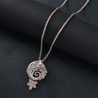 Champagne & White Diamond Chameleon Motif Pendant with Chain (Size 20) in 18K Vermeil Rose Gold Plated Sterling Silver 0.70 Ct.
