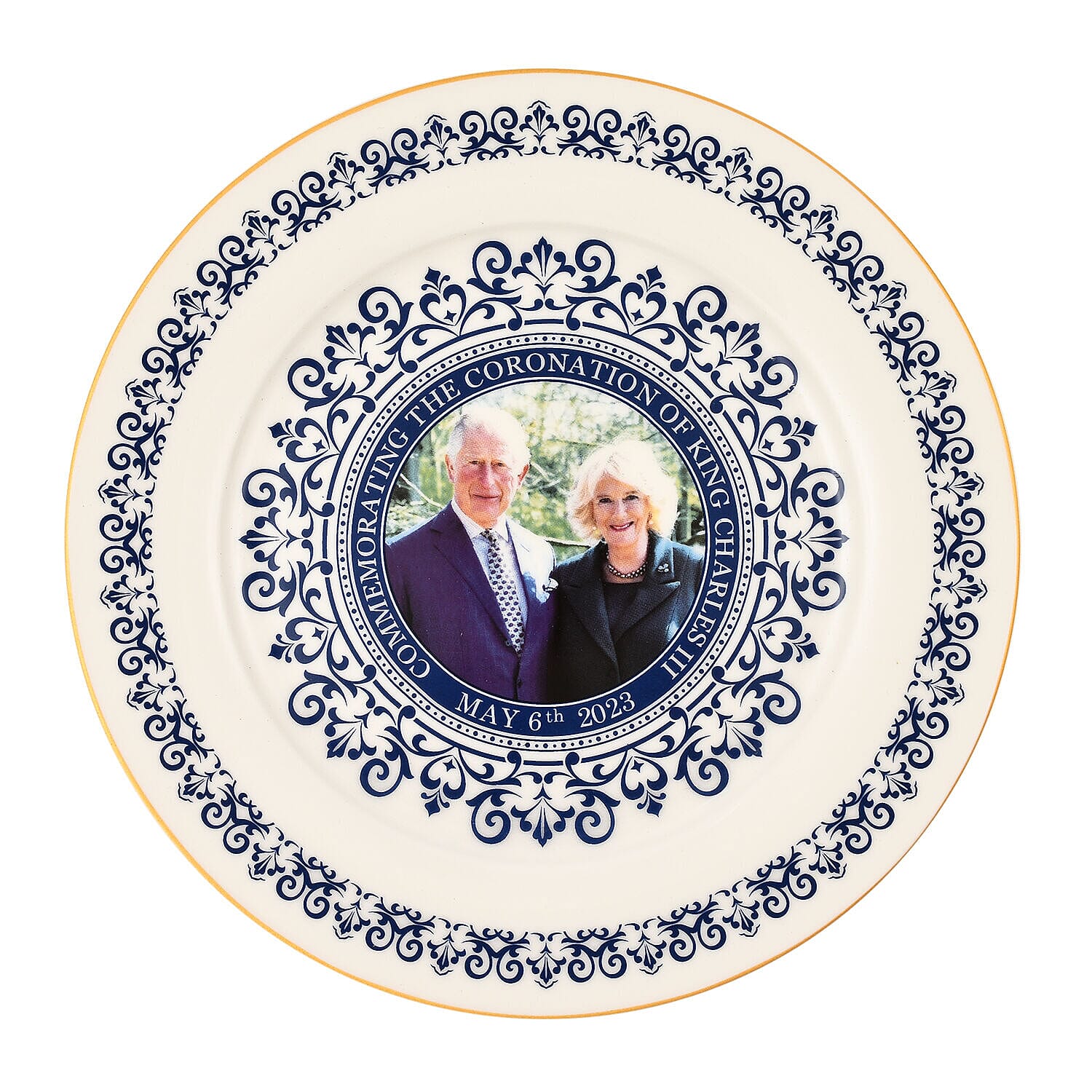 Charles &amp; Camilla Commemorative Plate ( Diameter - 8inch) - Blue 7481649 0