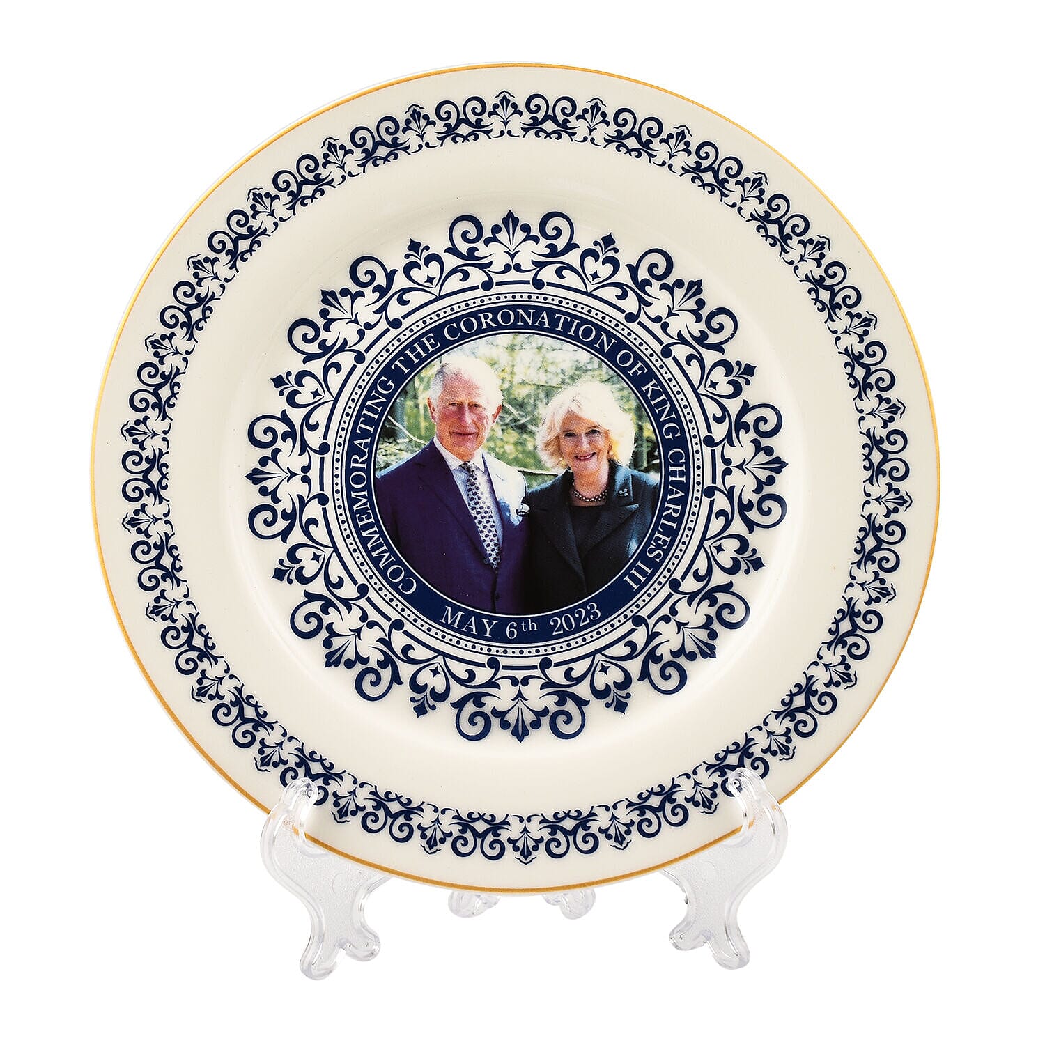 Charles &amp; Camilla Commemorative Plate ( Diameter - 8inch) - Blue 7481649 1