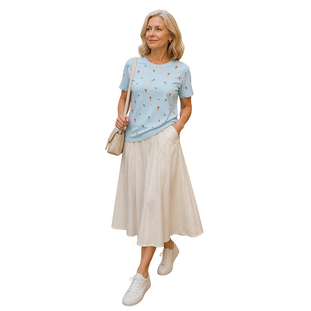 Charlotte West 100% Cotton Embroidered Jersey Tee (Size 10) - Blue