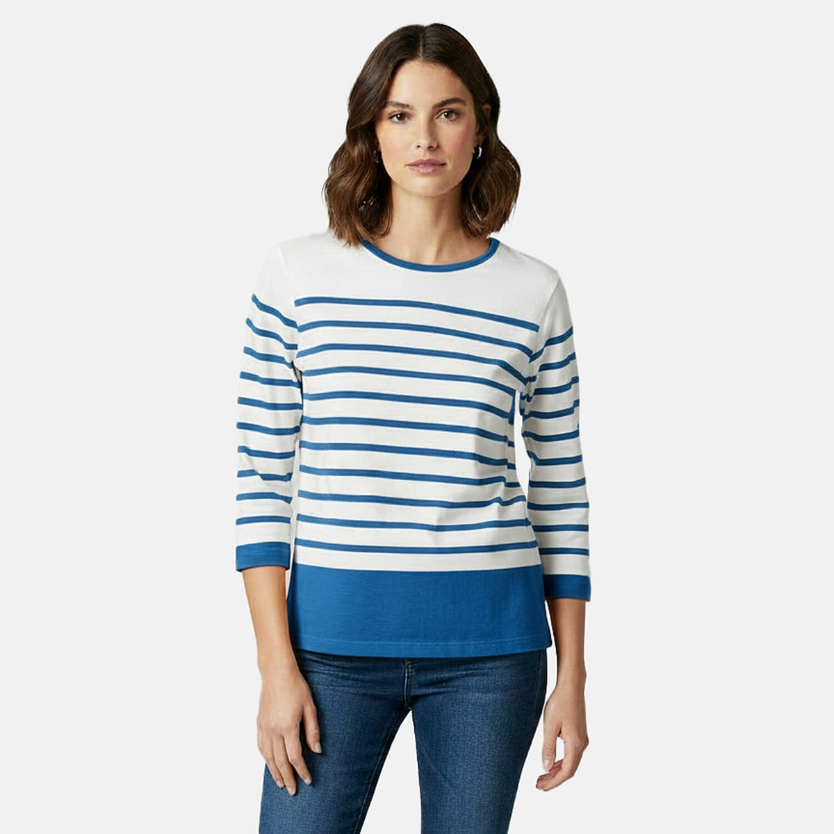 Charlotte West 3/4 Sleeve 100% Cotton Jersey Top (Size - 16) - Blue V32513421 0