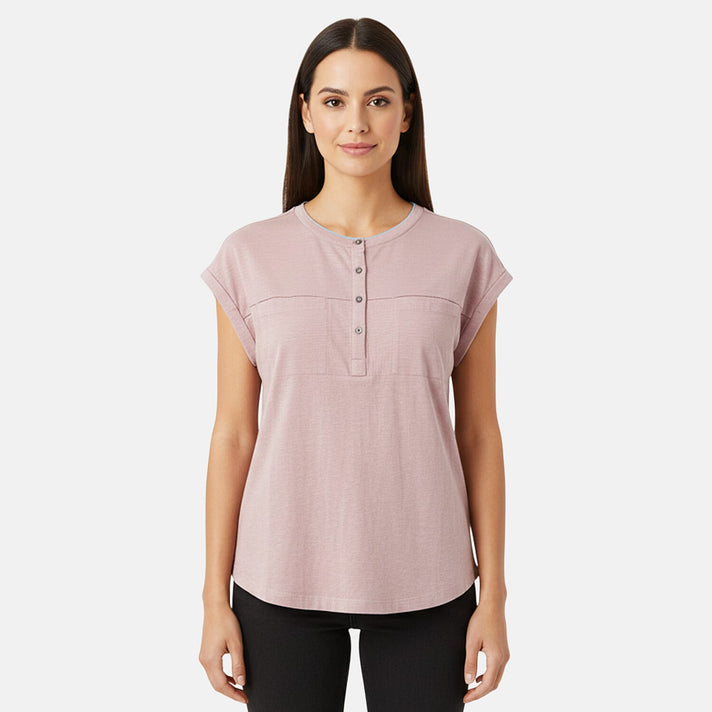 Charlotte West Henley T-shirt with Pocket (Size 12) - Pink V32619109 1