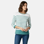 Charlotte West 100% Cotton Striped Jersey Tee (Size 16) - Aqua