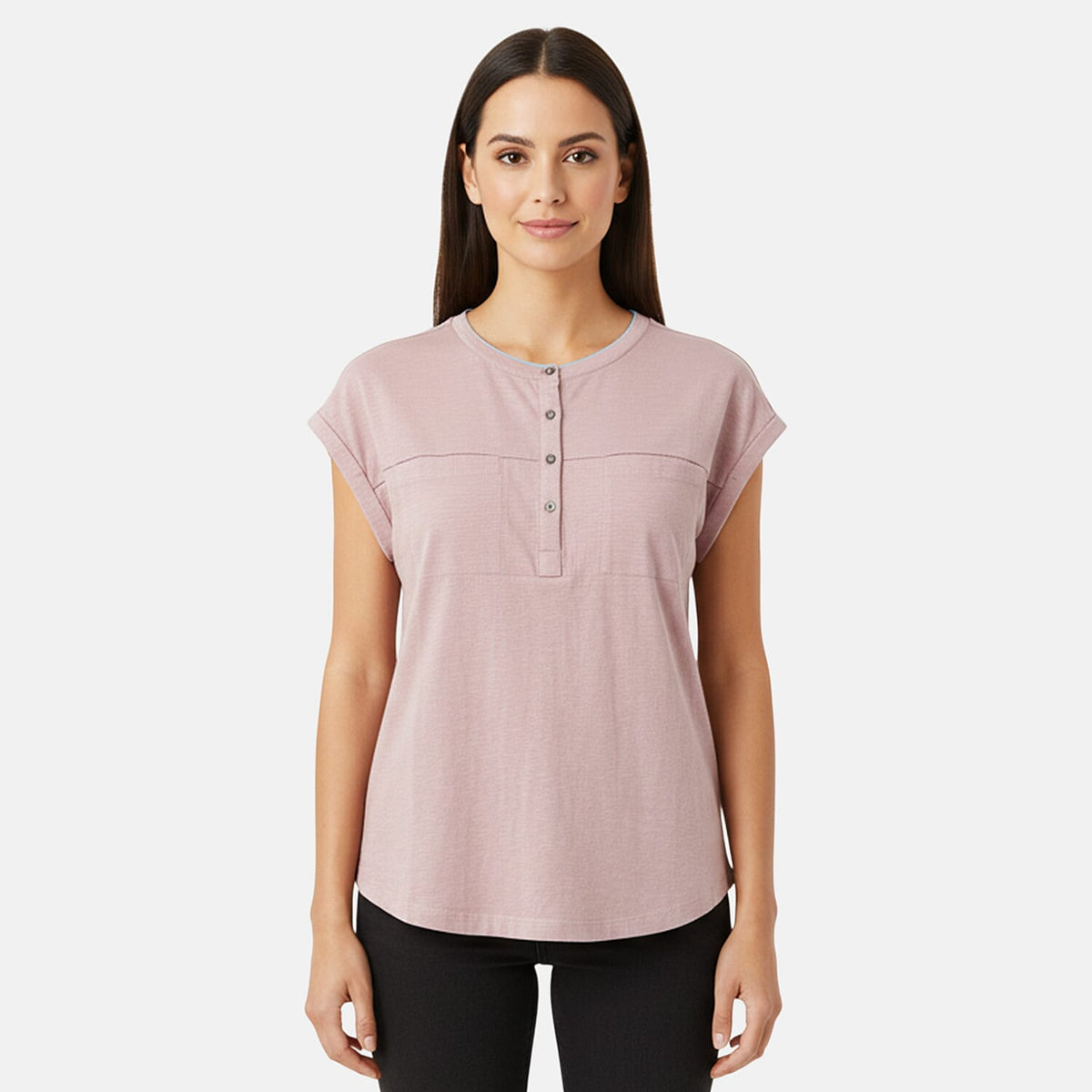 Charlotte West Henley T-shirt with Pocket (Size 14) - Pink V32602832 0