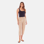 Charlotte West Ladies Linen Blend 3-4 Pant (Size 10) - Stone