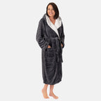 Charlotte West Ladies Zip Up Thick Piled Robe (Size 12-14) -  Light Grey