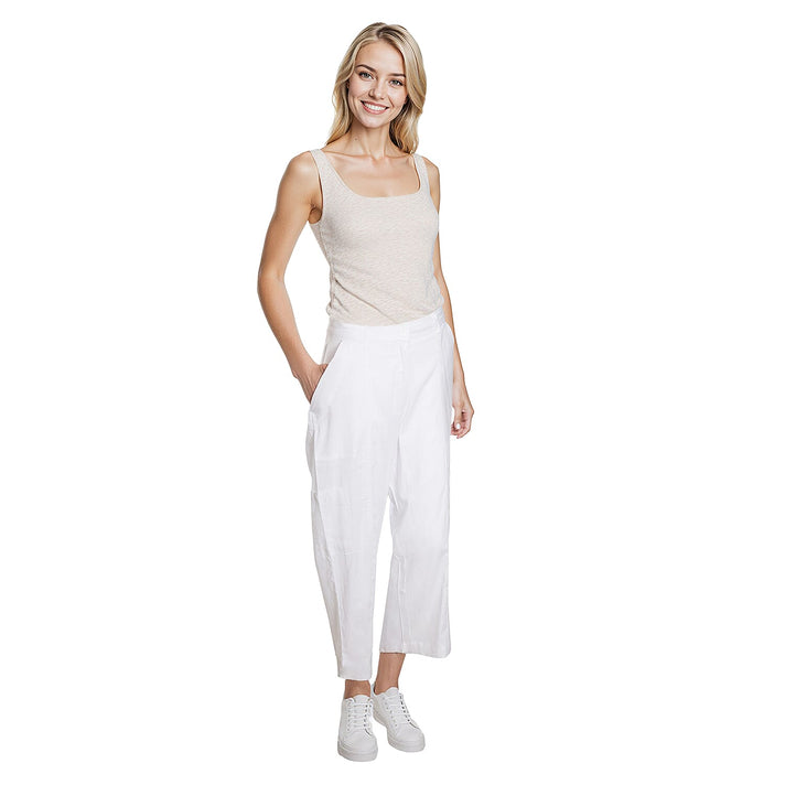 Charlotte West Ladies Linen Relaxed Fit Cargo Pocket Cropped Pants (Size 16) - White 7936838 1