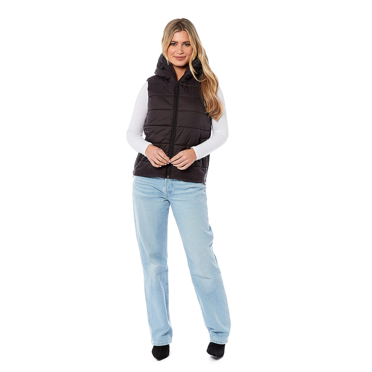 Designer Closeout - Charlotte West Padded Gilet with Hood  - Black (Size 10)- Limited Stock V32442996 0