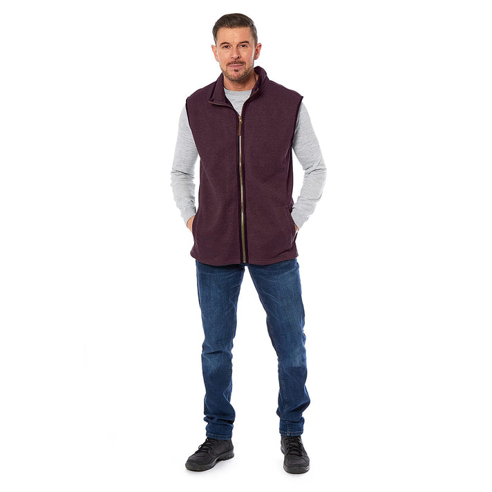 Charlotte West Waffle Full Zip Unisex Gilet with Pockets (Size L) - Wine 7840780 1
