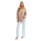 Charlotte West Ladies Linen Oversized Shirt (Size 16) - Stone