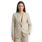 Charlotte West Womens Linen Blazer With 2 Front Pockets (Size 18) - Oatmeal