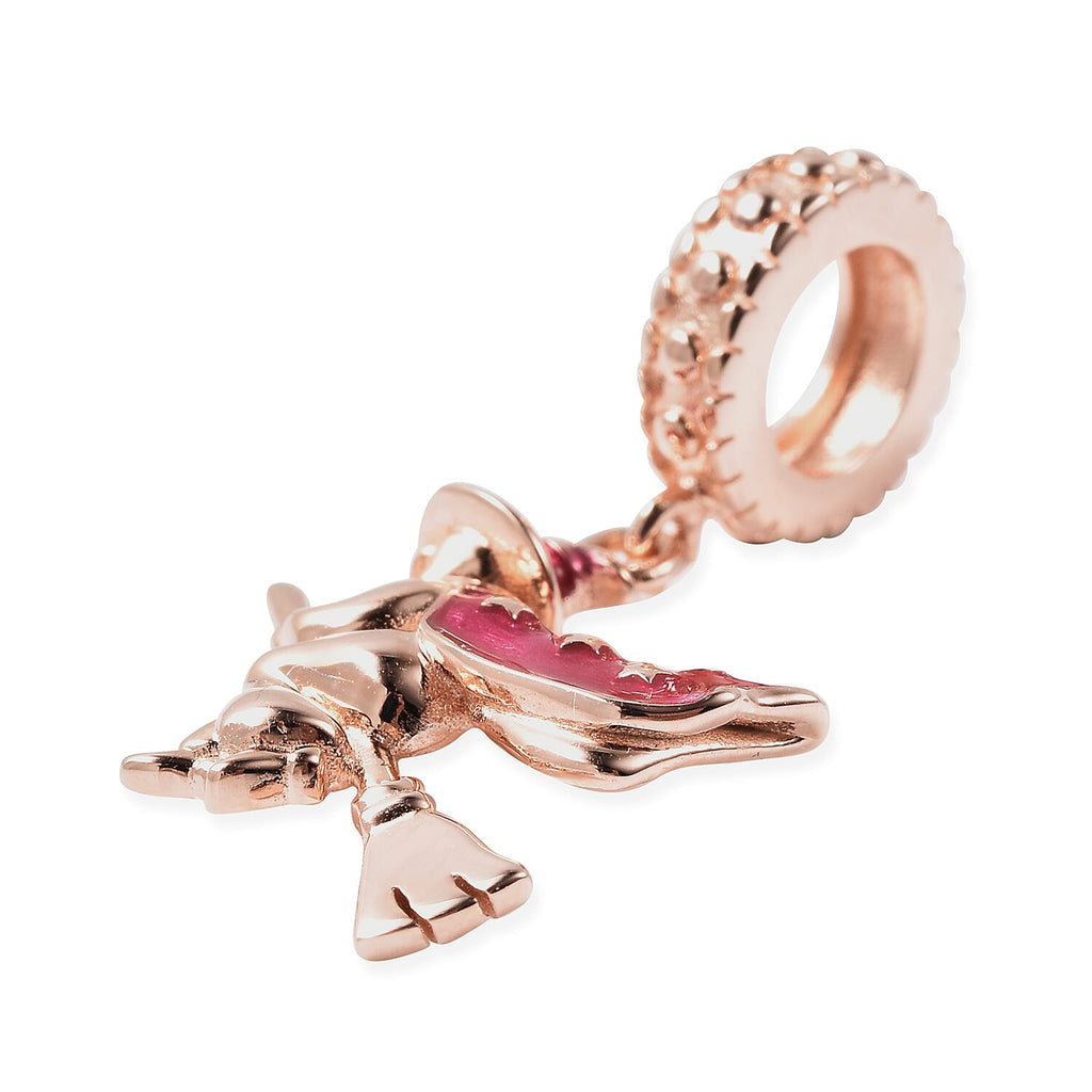 Charmes De Memoire - Rose Gold Overlay Sterling Silver Enamelled Flying Witch Charm-Pendant
