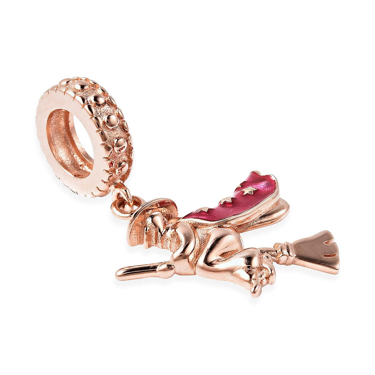 Charmes De Memoire Halloween Witch on Broom Charm/Pendant in Rose Gold Plated Sterling Silver 3687725 2