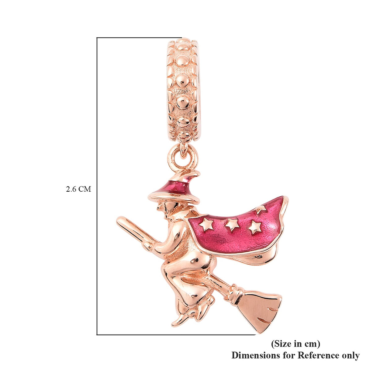 Charmes De Memoire Halloween Witch on Broom Charm/Pendant in Rose Gold Plated Sterling Silver 3687725 4