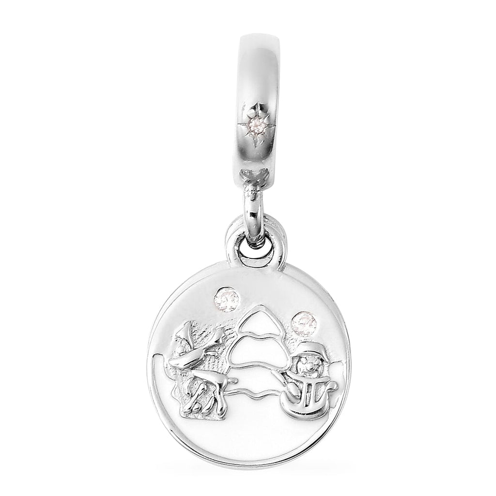 Charmes De Memoire Simulated Diamond Enamelled Charm in Sterling Silver