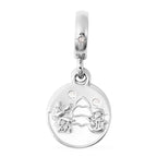 Charmes De Memoire Simulated Diamond Enamelled Charm in Sterling Silver