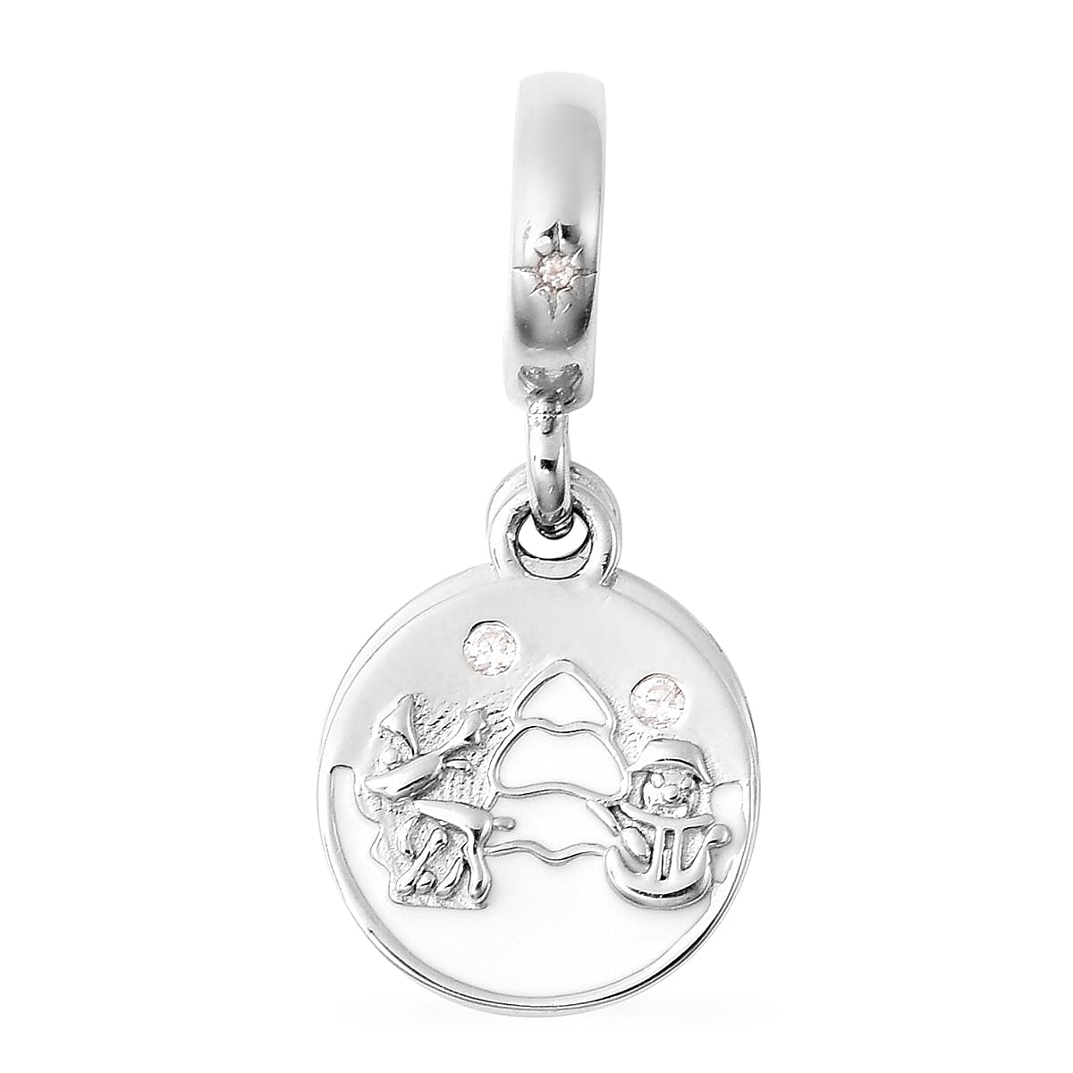 Charmes De Memoire Simulated Diamond Enamelled Charm in Sterling Silver 3710625 0