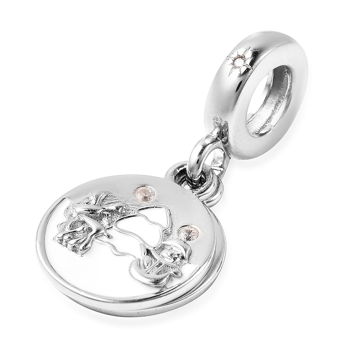 Charmes De Memoire Simulated Diamond Enamelled Charm in Sterling Silver 3710625 1