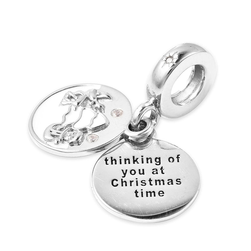 Charmes De Memoire Simulated Diamond Enamelled Charm in Sterling Silver