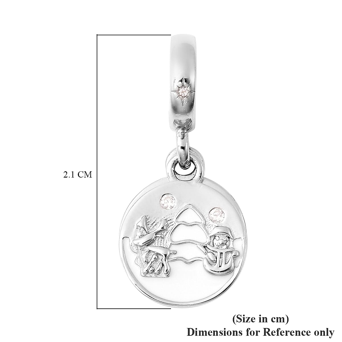 Charmes De Memoire Simulated Diamond Enamelled Charm in Sterling Silver 3710625 3