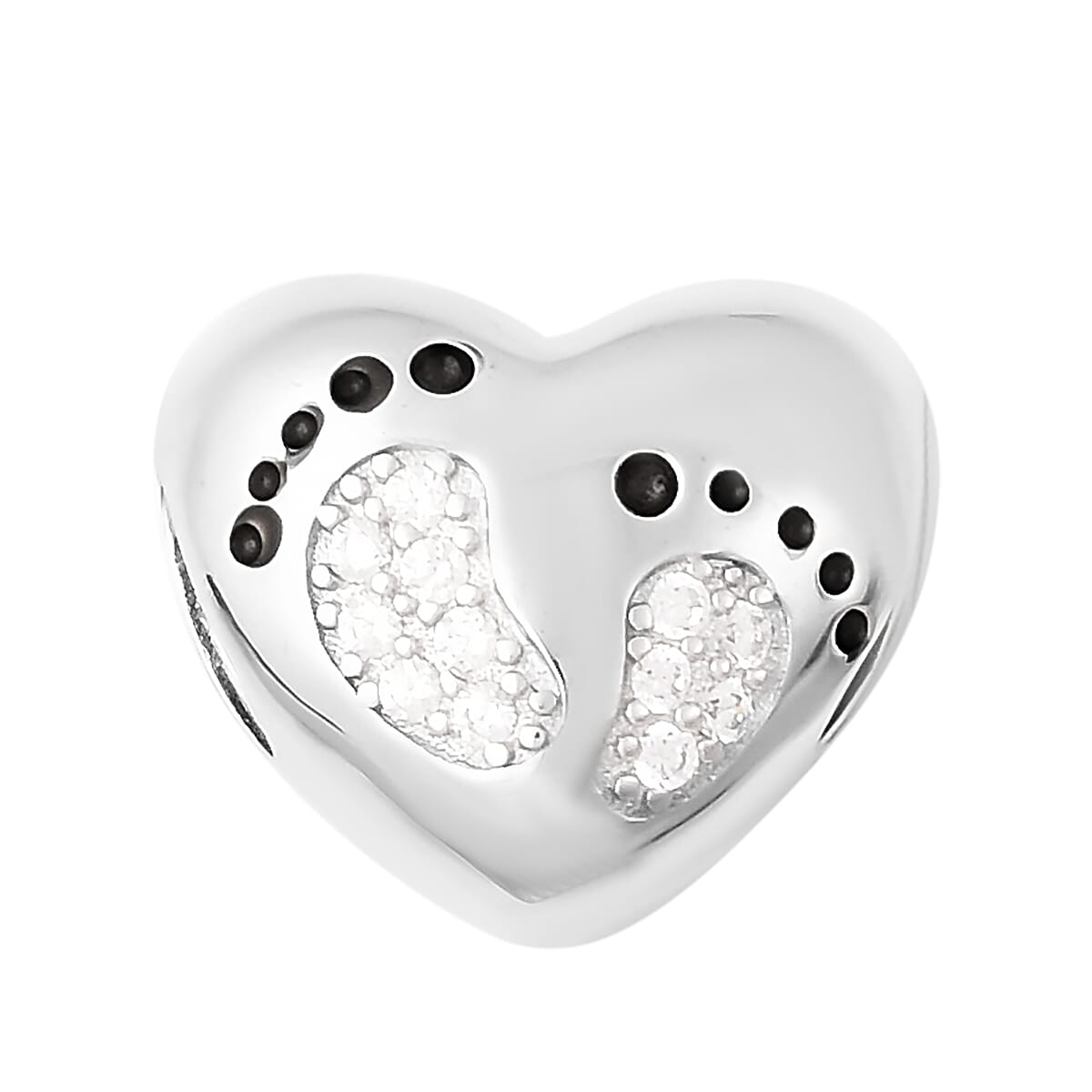 Charmes De Memoire Sterling Silver Simulated Diamond Heart Charm 3645705 0