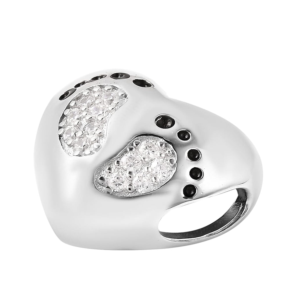 Charms De Memoire Sterling Silver Simulated Diamond Heart Charm