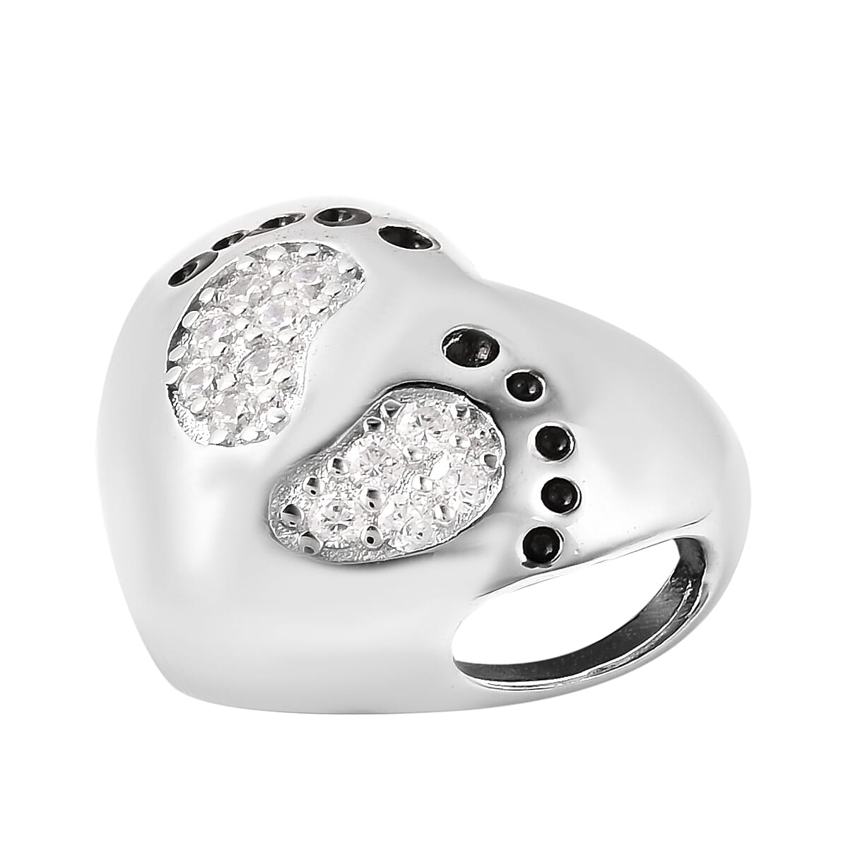 Charmes De Memoire Sterling Silver Simulated Diamond Heart Charm 3645705 1