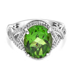 Chartreuse Quartz Ring in Platinum Tone 5.06 Ct.