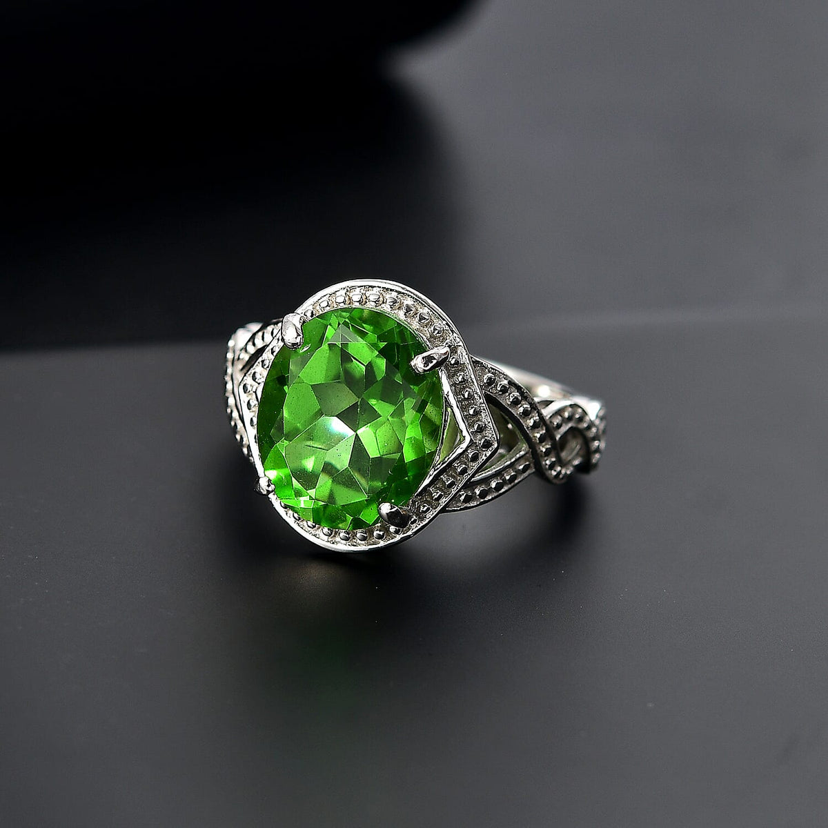 Chartreuse Quartz Ring in Platinum Tone 5.06 Ct. 7995658 1