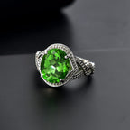 Chartreuse Quartz Ring in Platinum Tone 5.06 Ct.
