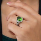 Chartreuse Quartz Ring in Platinum Tone 5.06 Ct.