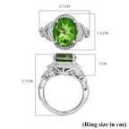 Chartreuse Quartz Ring in Platinum Tone 5.06 Ct.