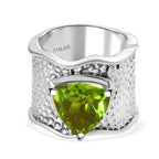 Chartreuse Quartz Solitaire Ring in Silver Tone 4.48 Ct.