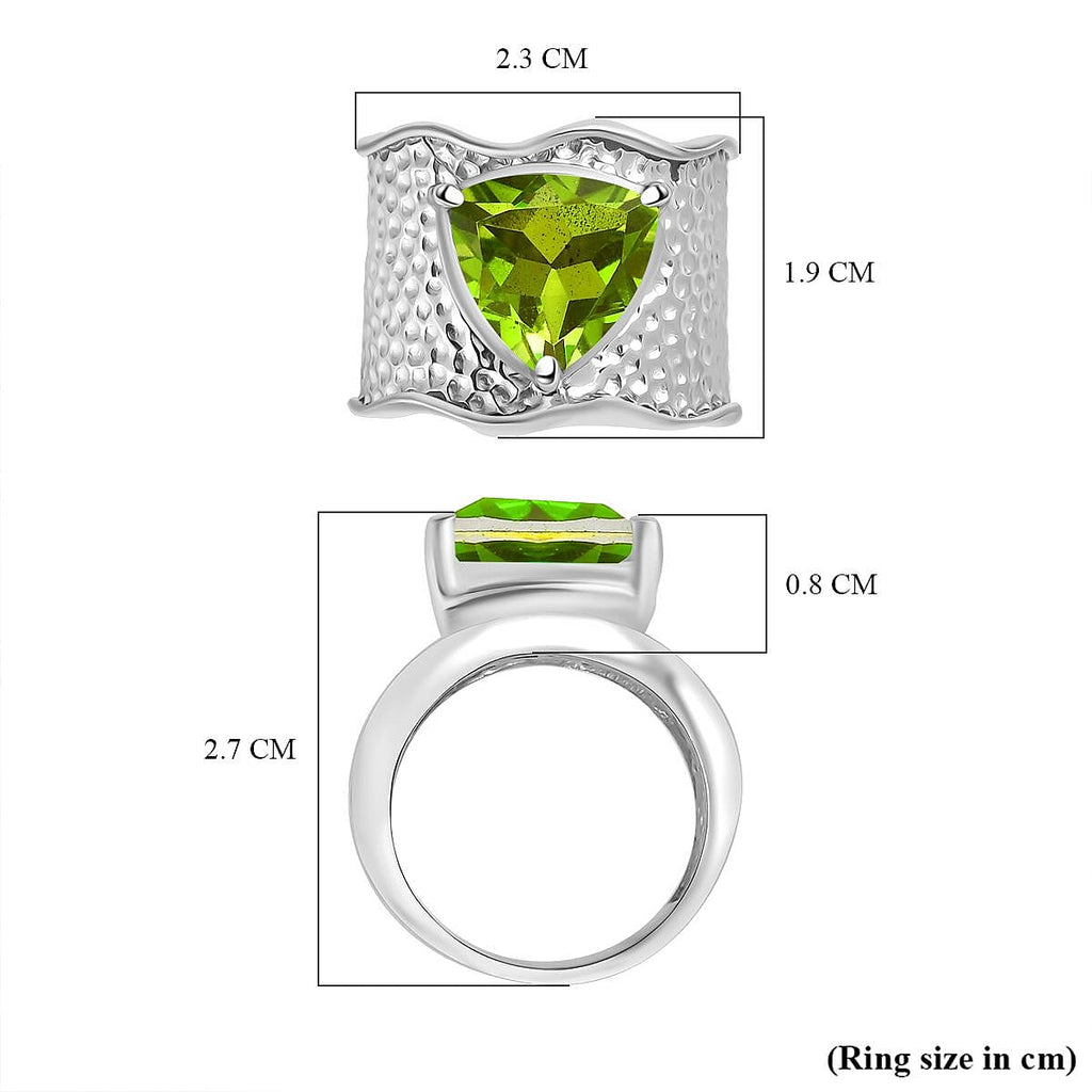 Chartreuse Quartz Solitaire Ring in Silver Tone 4.48 Ct.