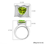 Chartreuse Quartz Solitaire Ring in Silver Tone 4.48 Ct.