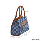 Checker Pattern Crossbody Bag With 2 Exterior Zipper Pockets - Handle Drop - Blue