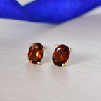 Cherry Citrine Solitaire Earring with Push Back in 14K Gold Plated Sterling Silver 1.72 Ct.