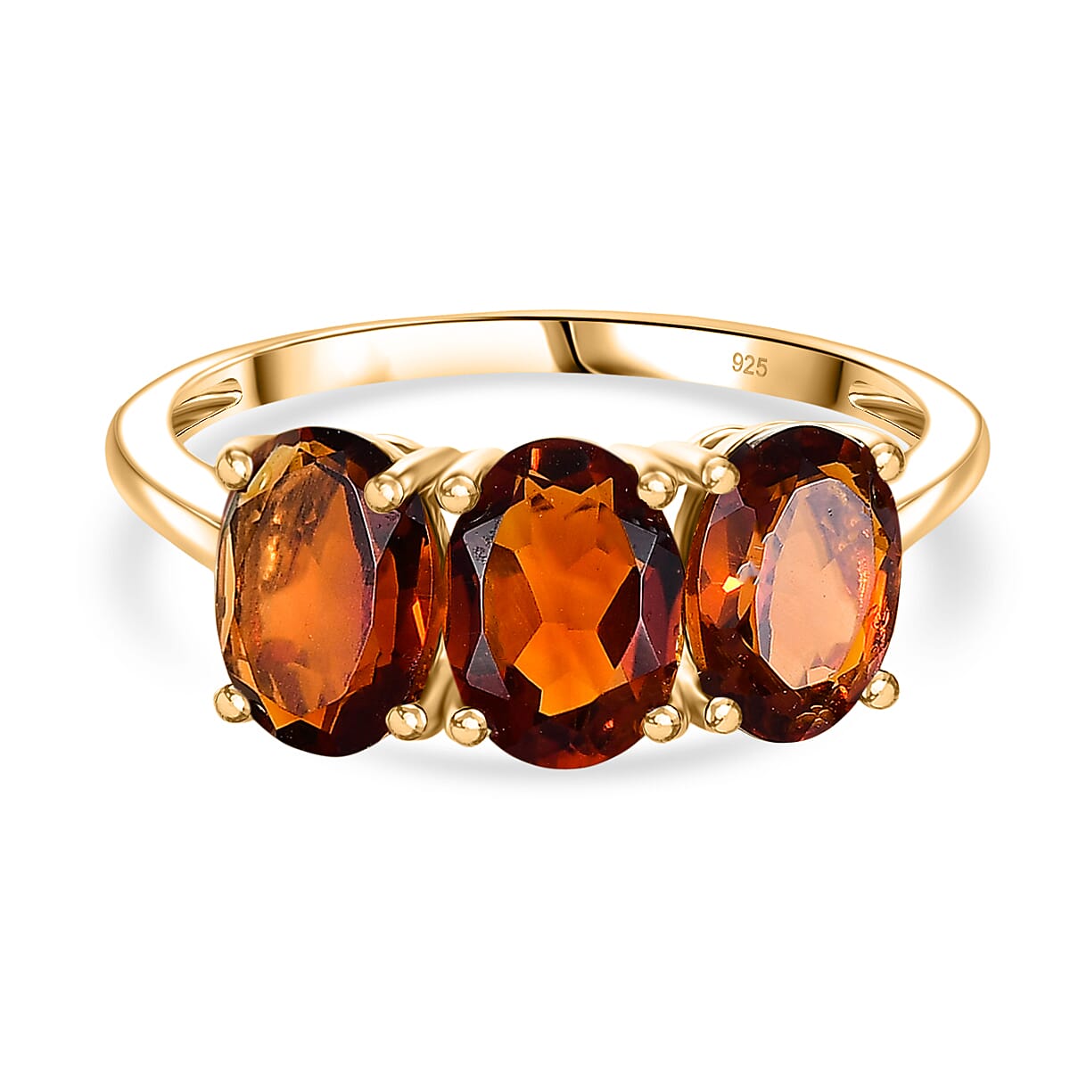 Cherry Citrine Trilogy Ring in Yellow Gold Plated Sterling Silver 2.59 Ct. 8273201 0