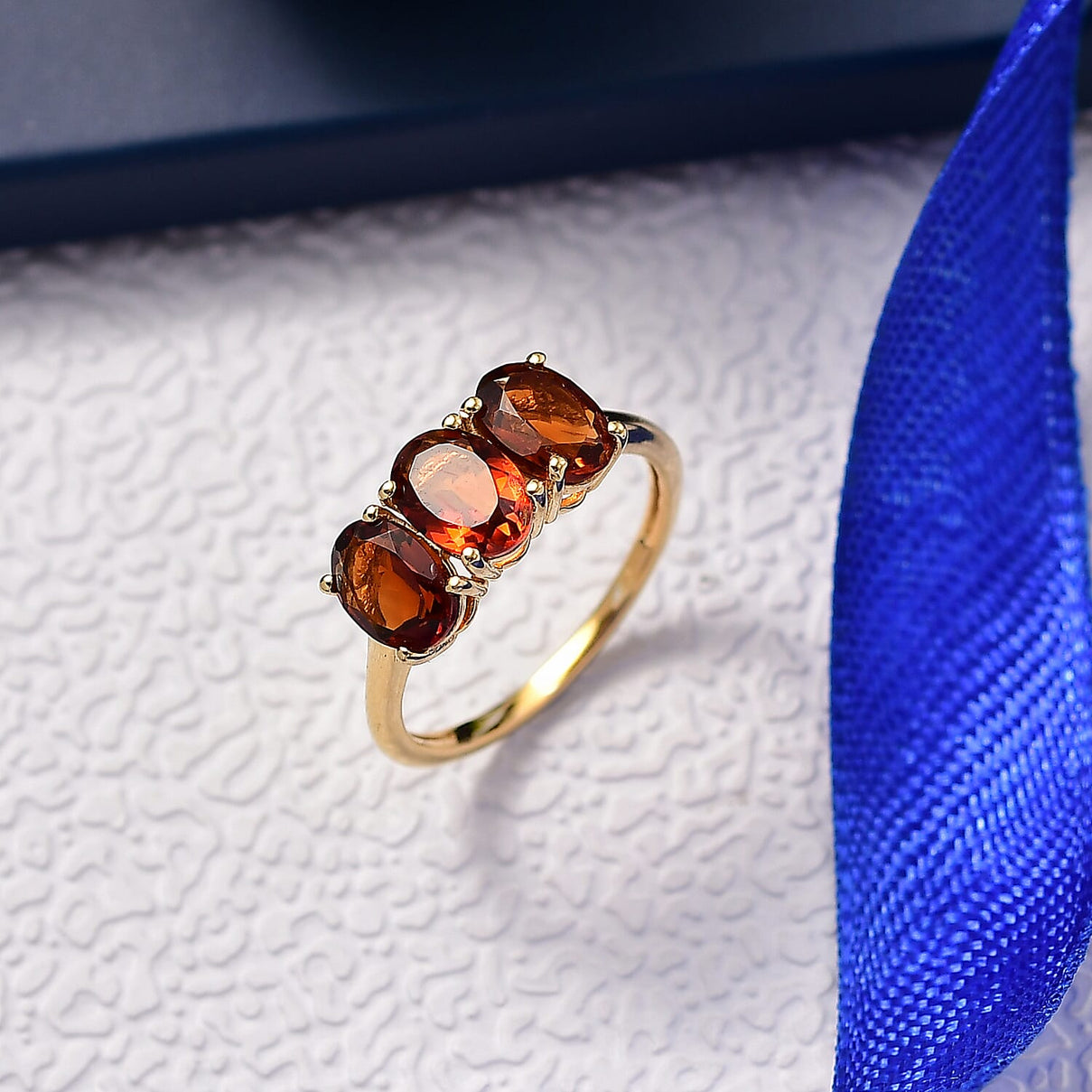 Cherry Citrine Trilogy Ring in Yellow Gold Plated Sterling Silver 2.59 Ct. 8273201 2