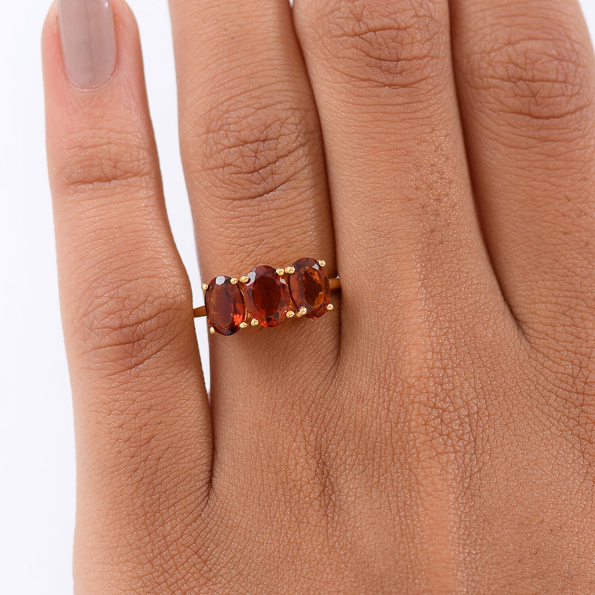 Cherry Citrine Trilogy Ring in Yellow Gold Plated Sterling Silver 2.59 Ct. 8273201 3