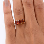 Cherry Citrine Trilogy Ring in 14K Yellow Gold Plated Sterling Silver 2.59 Ct.