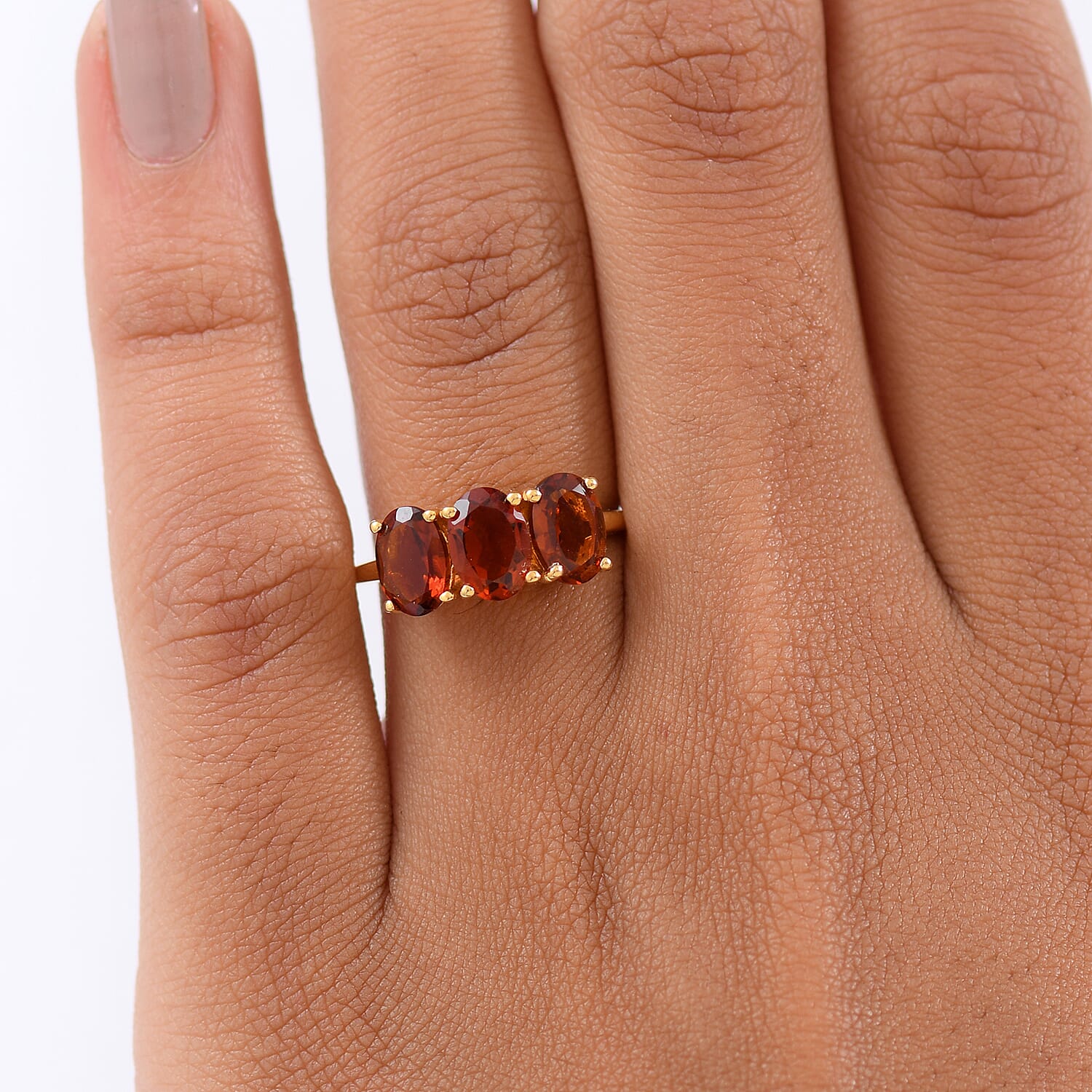 Cherry Citrine Trilogy Ring in Yellow Gold Plated Sterling Silver 2.59 Ct. 8273201 3