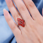 Salamanca Fire Opal Cluster Ring in Rhodium Overlay Sterling Silver 1.92 ct