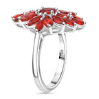 Salamanca Fire Opal Cluster Ring in Rhodium Overlay Sterling Silver 1.92 ct