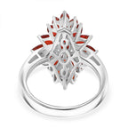 Salamanca Fire Opal Cluster Ring in Rhodium Overlay Sterling Silver 1.92 ct