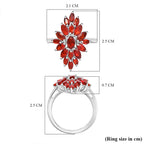 Salamanca Fire Opal Cluster Ring in Rhodium Overlay Sterling Silver 1.92 ct